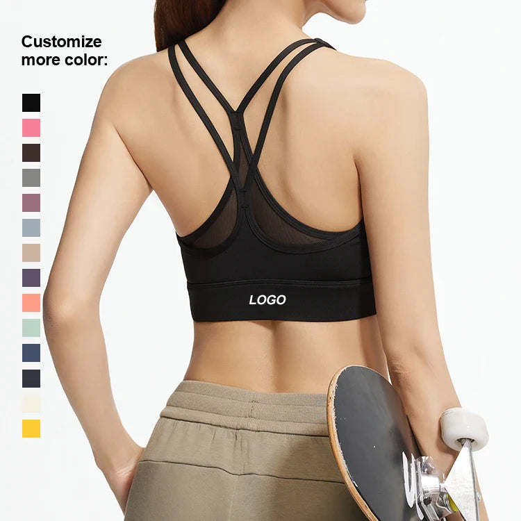 High Quality Custom Logo Recycled Sports Bras Quick-Drying High-Elastic Fitness Yoga Bra Solid Color Top Sport Bra