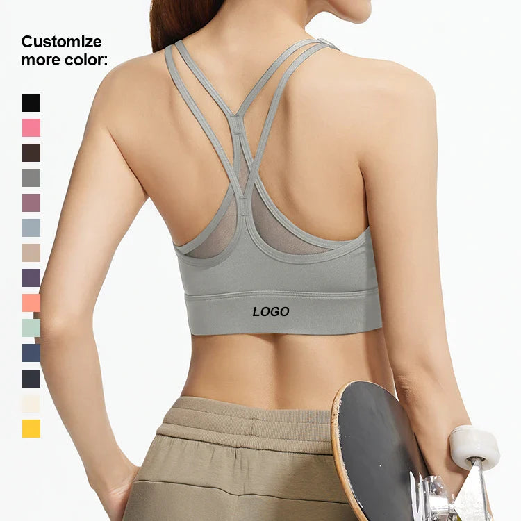 High Quality Custom Logo Recycled Sports Bras Quick-Drying High-Elastic Fitness Yoga Bra Solid Color Top Sport Bra